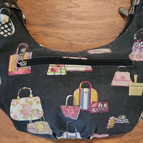 Stylish Black Handbag with Colorful Print - Picture 2 of 5